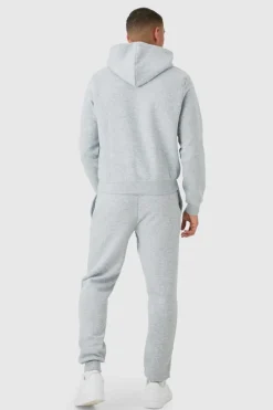 Best boohooMAN Man Signature Boxy Hooded Tracksuit grey marl