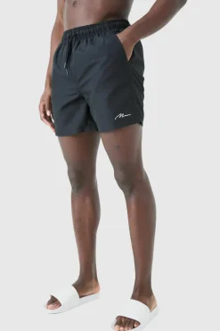 Best Sale boohooMAN Man Signature Mid Length Swim Short black