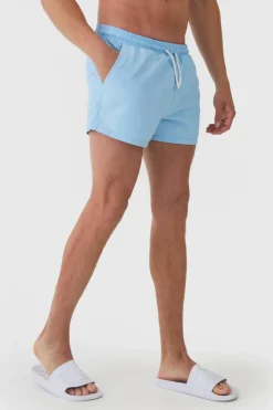 Cheap boohooMAN Man Signature Short Length Swim Shorts light blue