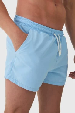 Cheap boohooMAN Man Signature Short Length Swim Shorts light blue