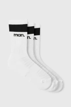 Clearance boohooMAN Man Sport Cushioned Crew Socks 3 Pack white