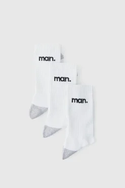 Online boohooMAN Man Sport Cushioned Training Crew Socks 3 Pack white