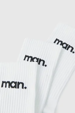 Online boohooMAN Man Sport Cushioned Training Crew Socks 3 Pack white