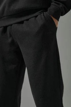 Shop boohooMAN Man Sport Waffle Regular Fit Jogger black
