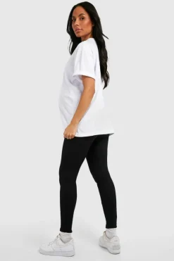 Store boohoo Maternity Ribbed Over Bump Leggings black