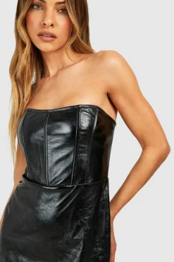 Store boohoo Metallic Corset Mini Dress black