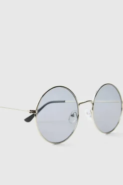 Cheap boohooMAN Metal Round Sunglasses In silver