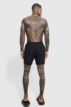 Best boohooMAN Mid Length Plain Swim Shorts black