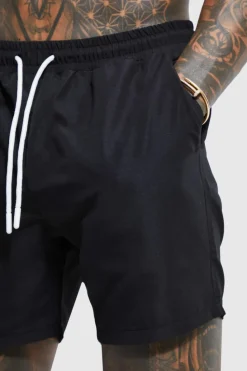 Best boohooMAN Mid Length Plain Swim Shorts black