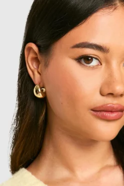 Cheap boohoo Mini Chunky Hoop Earrings gold