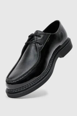 Cheap boohooMAN Mix Fabric Smart Lace Up Shoe In black