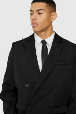 Discount boohooMAN Mix & Match Oversized Double Breasted Blazer black