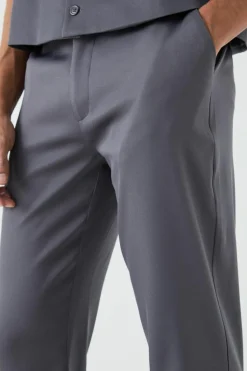 Online boohooMAN Mix & Match Tailored Split Hem Trousers charcoal