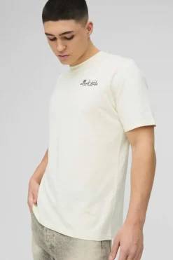 Hot boohooMAN Mountain Graphic T-Shirt ecru