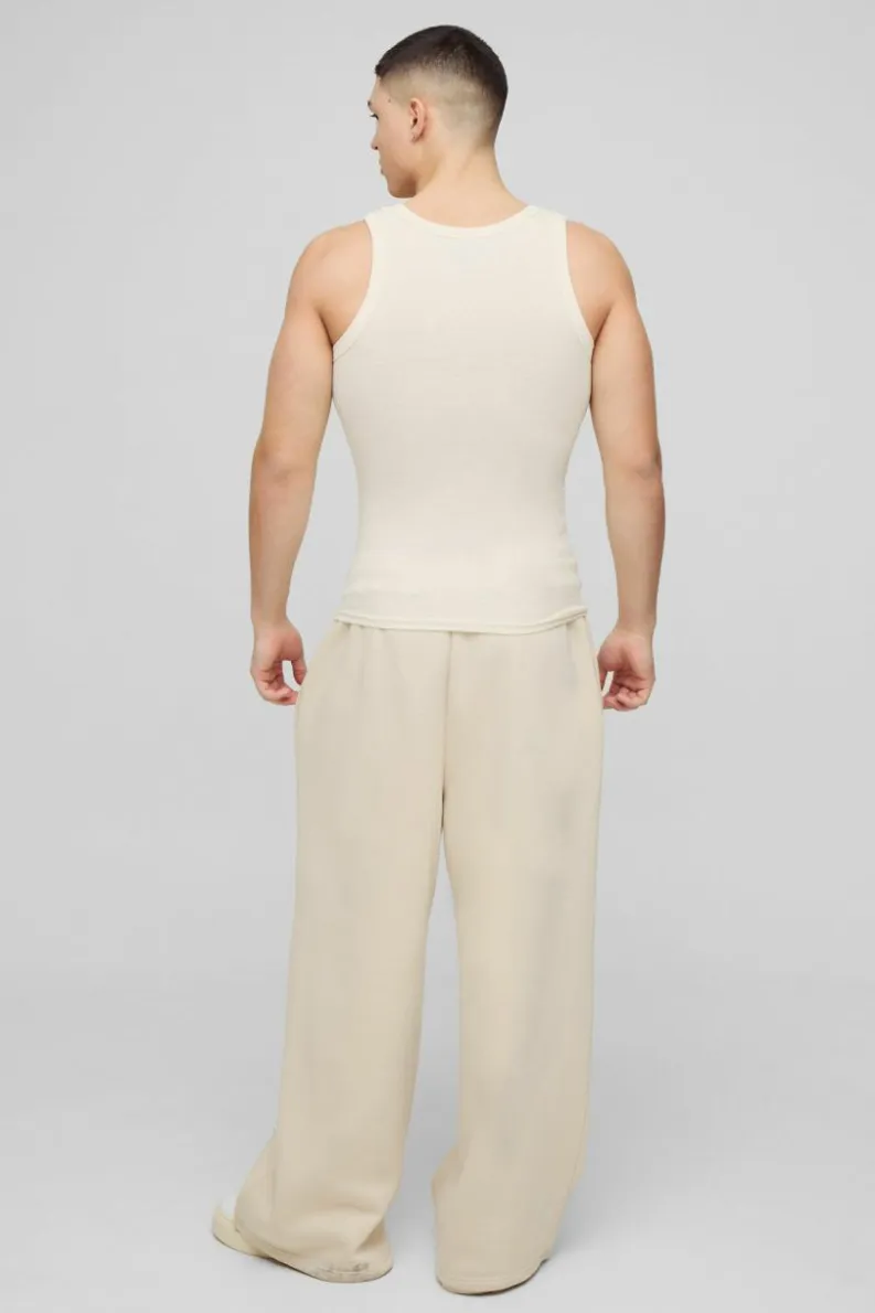 Clearance boohooMAN Muscle Fit Ribbed Vest ecru