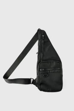 Hot boohooMAN Nylon Sling Bag black