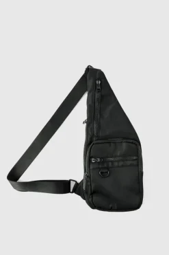 Hot boohooMAN Nylon Sling Bag black