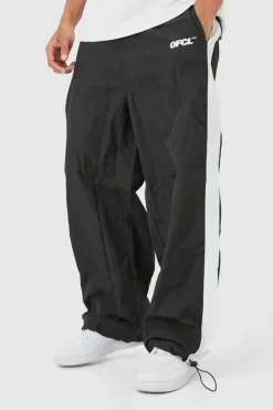Cheap boohooMAN OFCL Side Panel Parachute Pants black