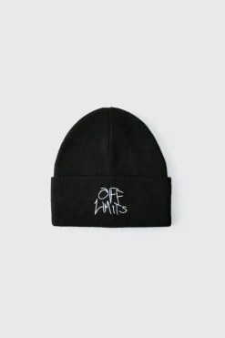 Sale boohooMAN Off Limits Script Beanie black