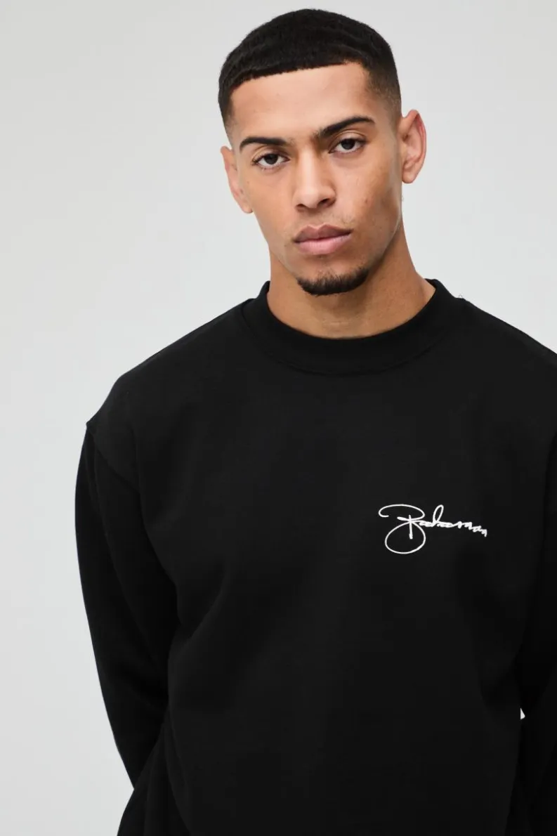 Hot boohooMAN Oversized Abstract Box Graphic Sweatshirt black