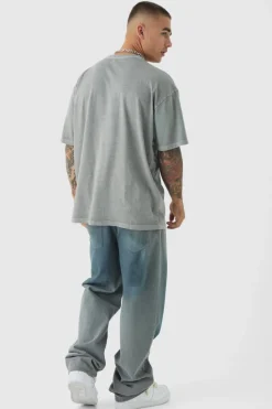 Best boohooMAN Oversized Acid Wash T-Shirt forest