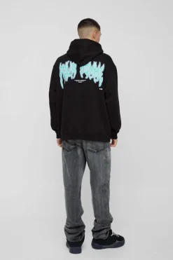 Discount boohooMAN Oversized Angel Graphic Hoodie black