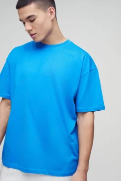 Cheap boohooMAN Oversized Basic Crew Neck T-shirt cobalt