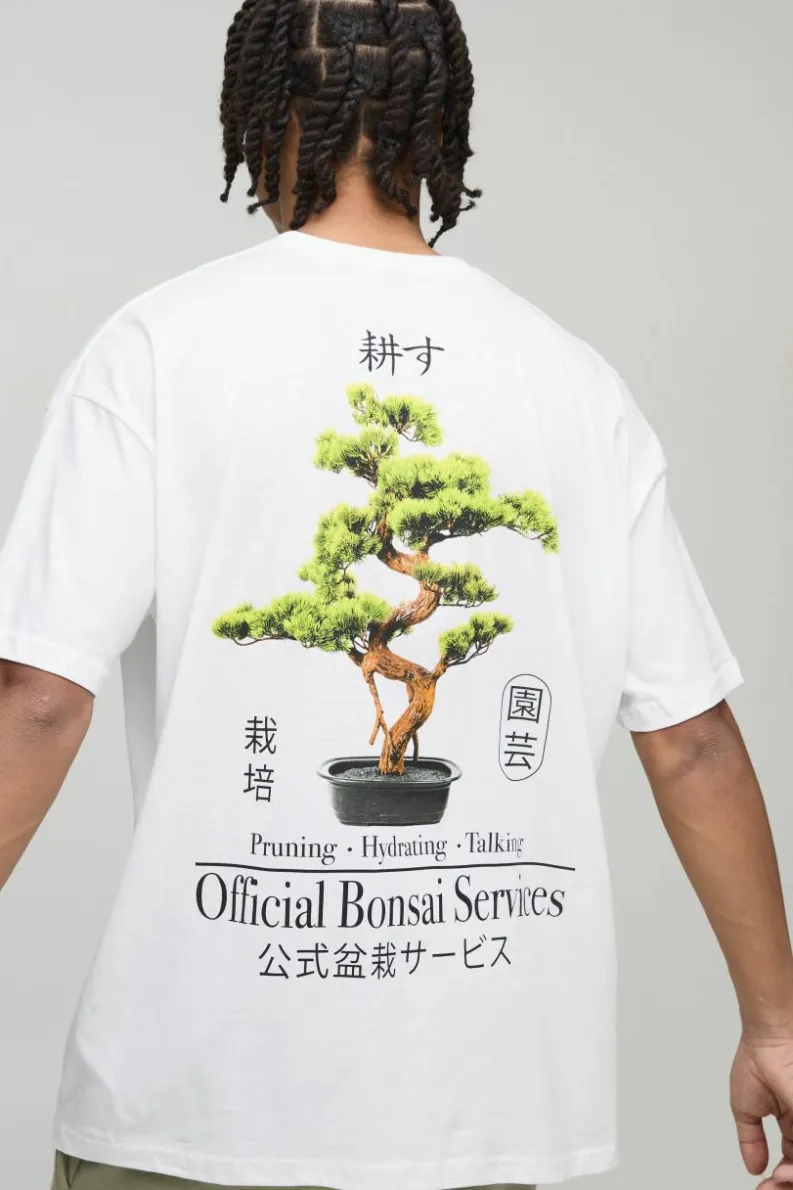 Best Sale boohooMAN Oversized Bonsai Tree Graphic T-Shirt white
