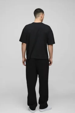 Online boohooMAN Oversized Boxy 8 Ball Embroidered T-Shirt black