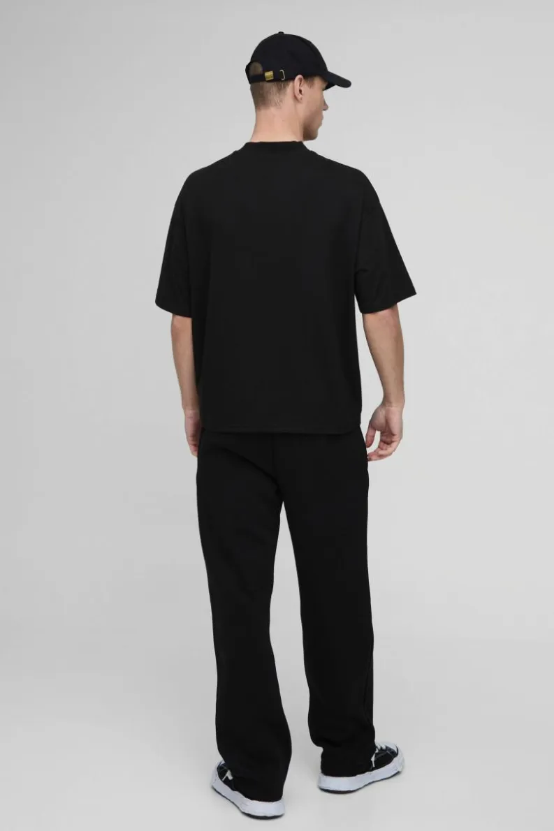 Cheap boohooMAN Oversized Boxy BM Signature Extended Neck T-shirt black