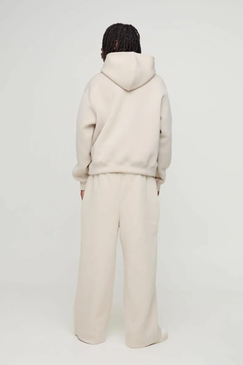 Sale boohooMAN Oversized Boxy Bonded Scuba Hoodie stone