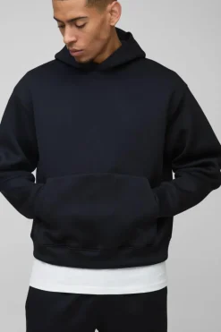Best Sale boohooMAN Oversized Boxy Bonded Scuba Split Hem Tracksuit black