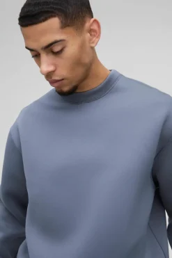 Fashion boohooMAN Oversized Boxy Bonded Scuba Sweatshirt slate