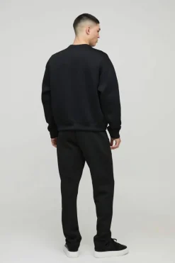 Best Sale boohooMAN Oversized Boxy Bonded Scuba Sweatshirt black