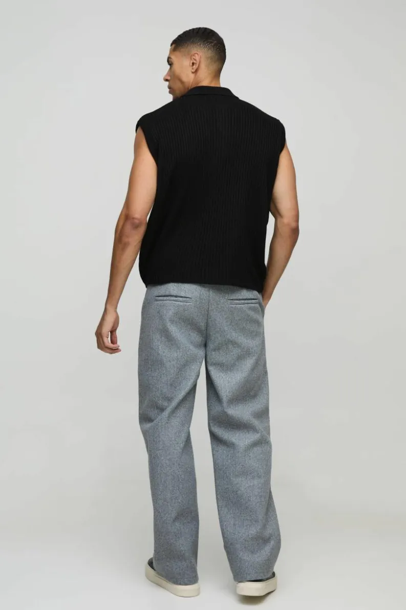 Best Sale boohooMAN Oversized Boxy Collared Knitted Vest black