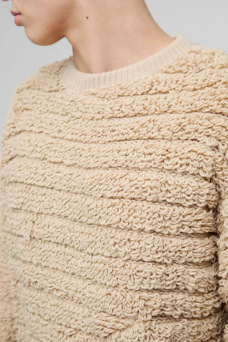 Flash Sale boohooMAN Oversized Boxy Distressed Textured Knitted Jumper stone