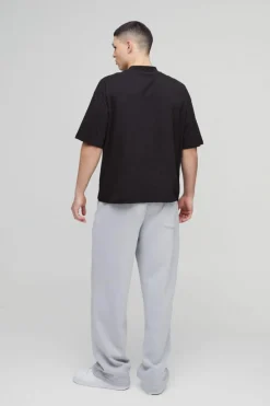 Outlet boohooMAN Oversized Boxy Extended Neck T-shirt black