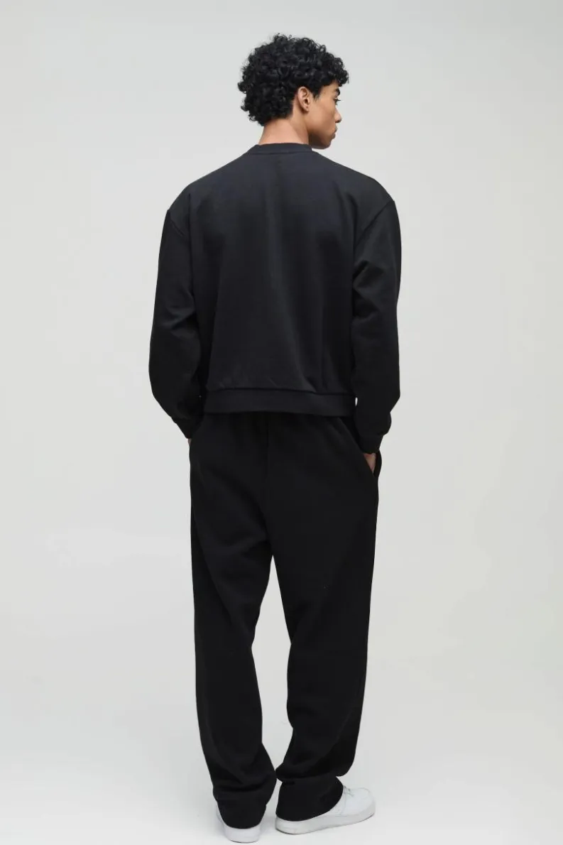 Hot boohooMAN Oversized Boxy Extended Neck Heavyweight Sweatshirt black