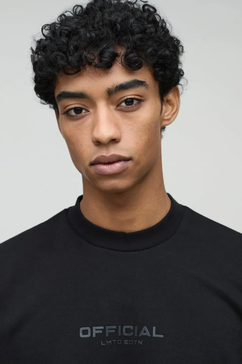 Hot boohooMAN Oversized Boxy Extended Neck Heavyweight Sweatshirt black