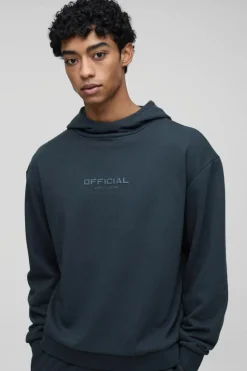 Clearance boohooMAN Oversized Boxy Funnel Neck Hoodie charcoal