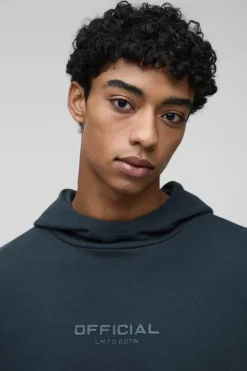 Clearance boohooMAN Oversized Boxy Funnel Neck Hoodie charcoal