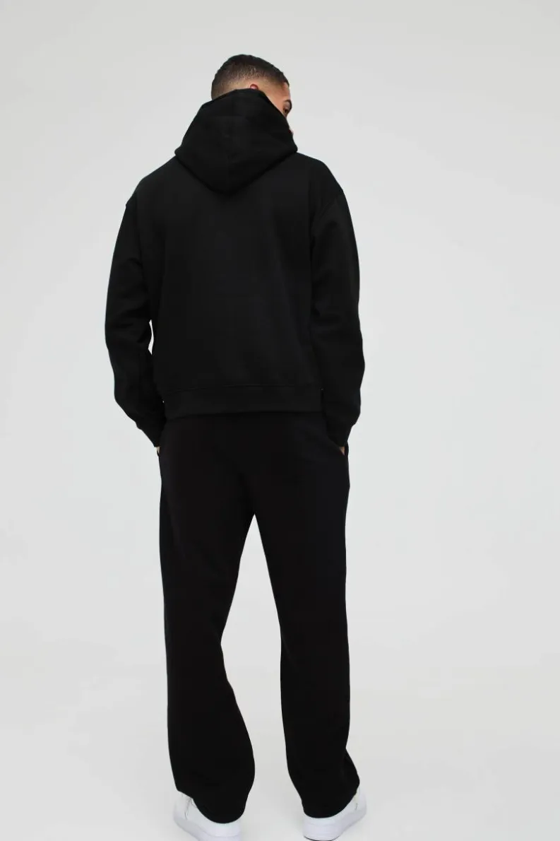 Flash Sale boohooMAN Oversized Boxy 777 Graphic Hoodie black