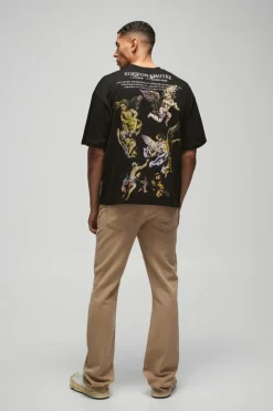 Fashion boohooMAN Oversized Boxy Heavyweight Large Scale Renaissance Print T-Shirt black