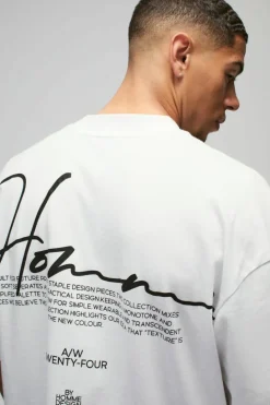 Cheap boohooMAN Oversized Boxy Heavyweight Peached Embroidered T-shirt white