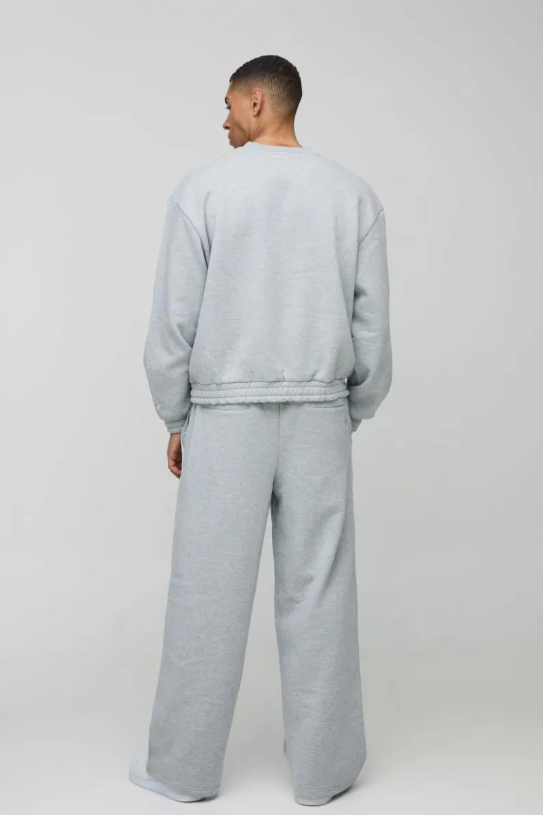 Cheap boohooMAN Oversized Boxy Heavyweight Print Pocket Sweatshirt ash grey