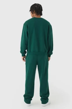 Cheap boohooMAN Oversized Boxy Homme Embossed Sweatshirt Tracksuit forest