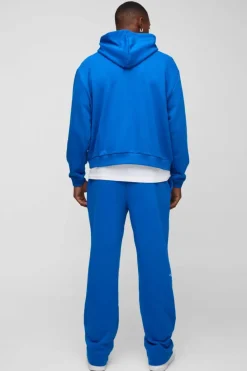 Discount boohooMAN Oversized Boxy Homme Printed Embossed Hoodie cobalt