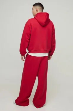 Cheap boohooMAN Oversized Boxy Homme 13 Zip Through Extreme Wide Leg Tracksuit red