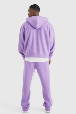 Sale boohooMAN Oversized Boxy Hooded Gusset Tracksuit purple