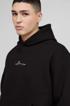 Fashion boohooMAN Oversized Boxy Man Print Flare Stacked Hooded Tracksuit black